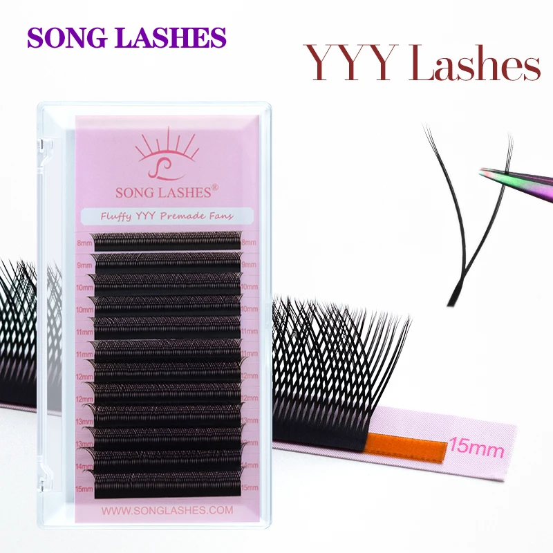 songlashes  3D Y Shape Lashes Three Split Tips Triple YY Eyelash Extensions Interlaced Makeup Eyelashes lakanaku y shape premade fans eyelash extensions brazilian volume cilia yy lashes y shape lashes cilios