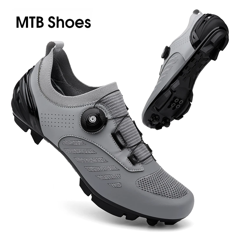 Cyclisme Baskets Vtt Chaussures Plates Hommes Vélo De Route Crampons Chaussures Spd Montagne Vélo Chaussures Auto-Bloquant Vitesse Cyclisme Chaussures Femmes,Gris,37EUR