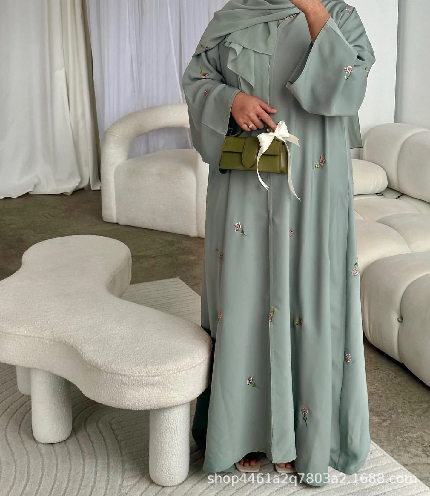Muslim Women Dress Suit Eid Abaya Dresses Party Long Robe Jalabiya Headscarf 2 Piece Sets Embroidery Kaftan Morocco Vestidos