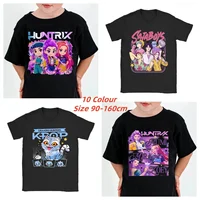 Huntrix Kpop Demon Hunters T-Shirt for Cartoon Saja Boys Girls Cotton Fans Summer Crew Neck Short Sleeve Tees Fashion Kids Top