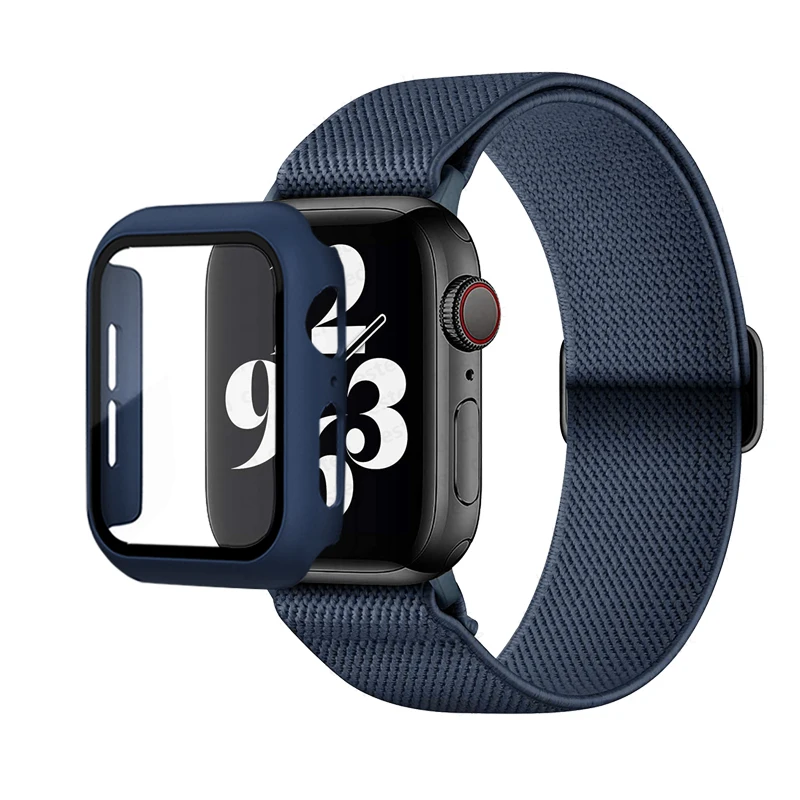 Elastic Nylon Loop Bracelet with Scrunchie Strap for Apple Watch with Case Combo