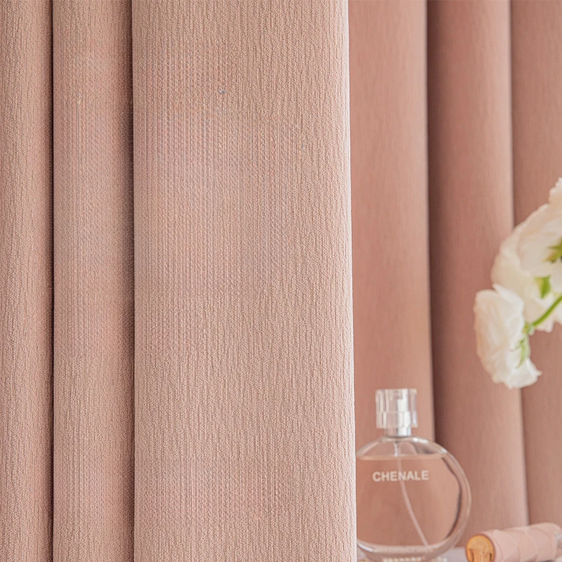 

Thickened Chenille Curtains for Living Room Bedroom High-end Fabric Blackout Cream Pink White