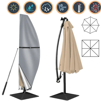 Durable Umbrella Covers Patio Waterproof Anti-UV Parasol Covers with Zipper for 7ft to 13ft Outdoor Large Umbrellas