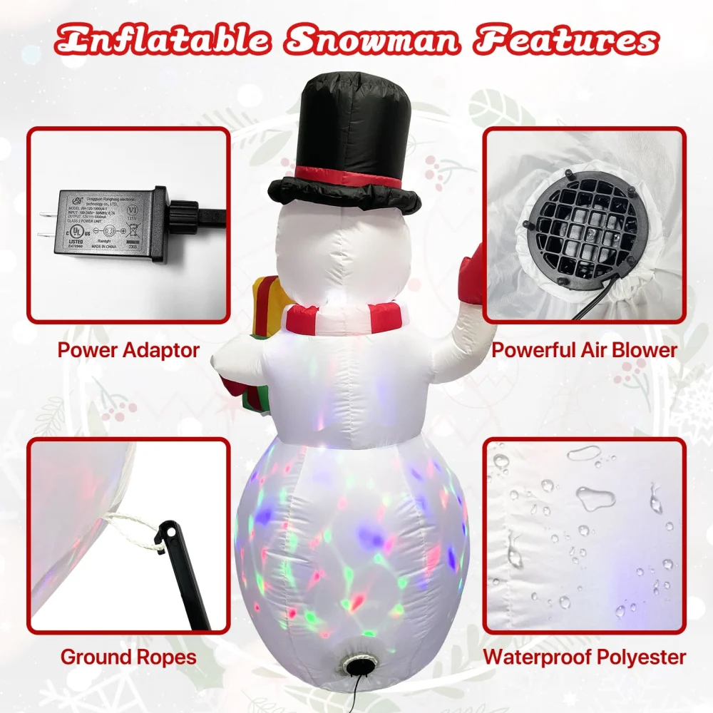 5FT/1.5M Inflatable Snowman Santa Claus Christmas Outdoor Decorations LED Litgiant Party New Year 2023 Christmas Decorations