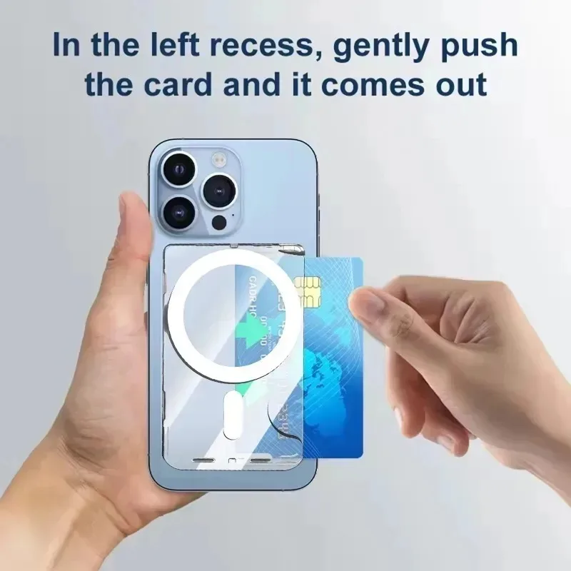 Magnetic Clear Wallet Card Holder with Back Magnet and Card Slots Cover Sleeve