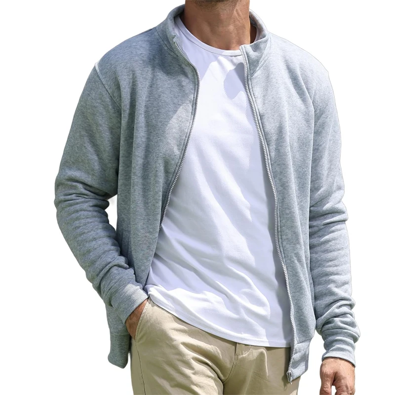Animal Game Men's Full Zip Sweatshirt Casual Cardigan Lightweight Hoody Spring Zipper Work Jacket Coats Solid Color Streetwear