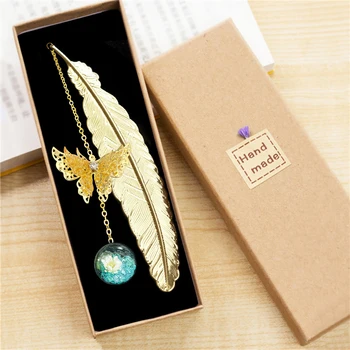 Chinese Style Metal Feather Bookmark 1