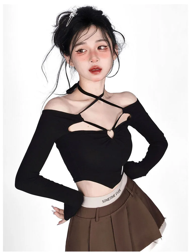 Camisas para mulheres sexy colheita topos roupas coreanas para adolescentes  bandagem túnica oco para fora y2k t camisas de verão túnica irregular -  AliExpress
