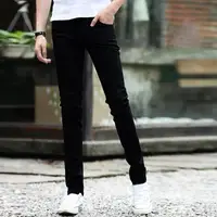 Autumn Slim Fit Straight Denim Pants Mid-rise Zipper Fly Multi Pockets Men Jeans Dressing Up Ankle Length Pencil Jeans For Daily 3