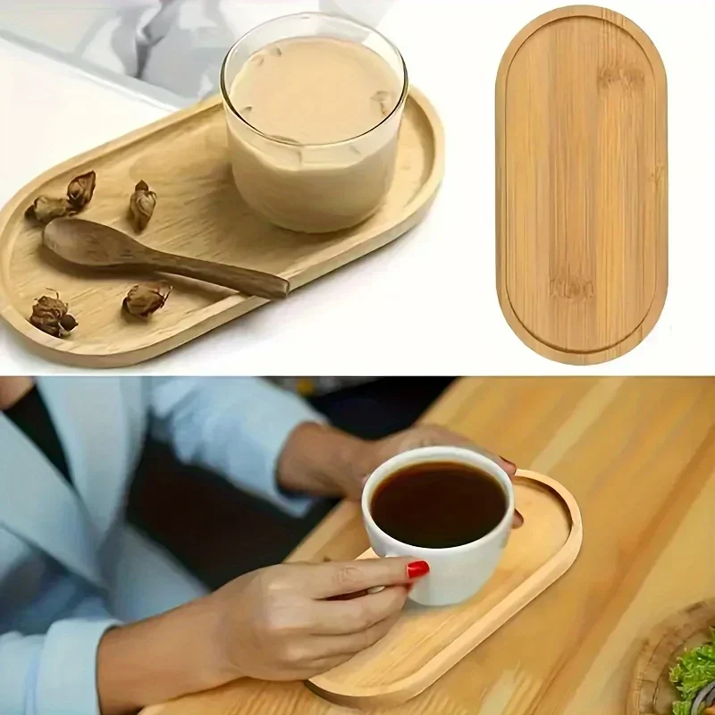 Bamboo Storage Tray for Tea Cup Mat Jewelry Succulent DIY Coaster