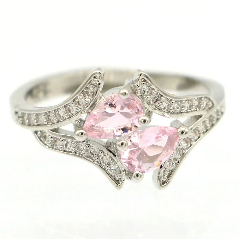 2.5g Customized 925 SOLID STERLING SILVER  Rings Fancy Pink Kunzite Tourmaline Red Ruby Green Emerald Blue Sapphire CZ Sz 5.5-10