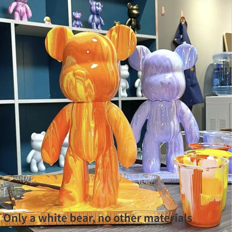 Creative Fluid Bear Handmade DIY Painting Violent Bear Sculpture White Mold Doll Figurine Toys Animal Home Decor Ornaments