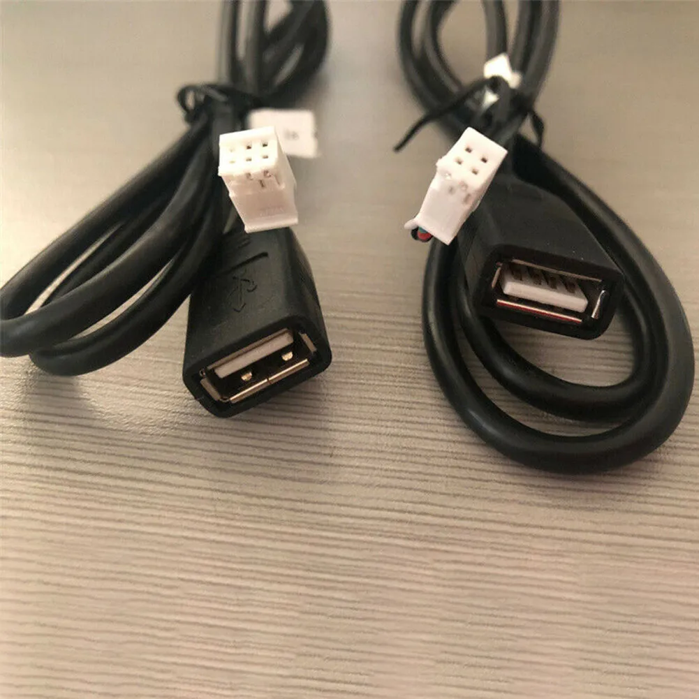 2PCS 75cm Car USB Cable Adapters 4Pin And 6Pin for Android Car Radio Stereo Connectors USB Extension Cable Adapters