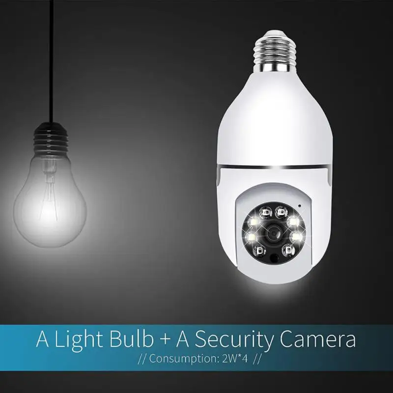 

360-degree panoramic rotating home lamp surveillance camera HD night vision bulb network indoor camera