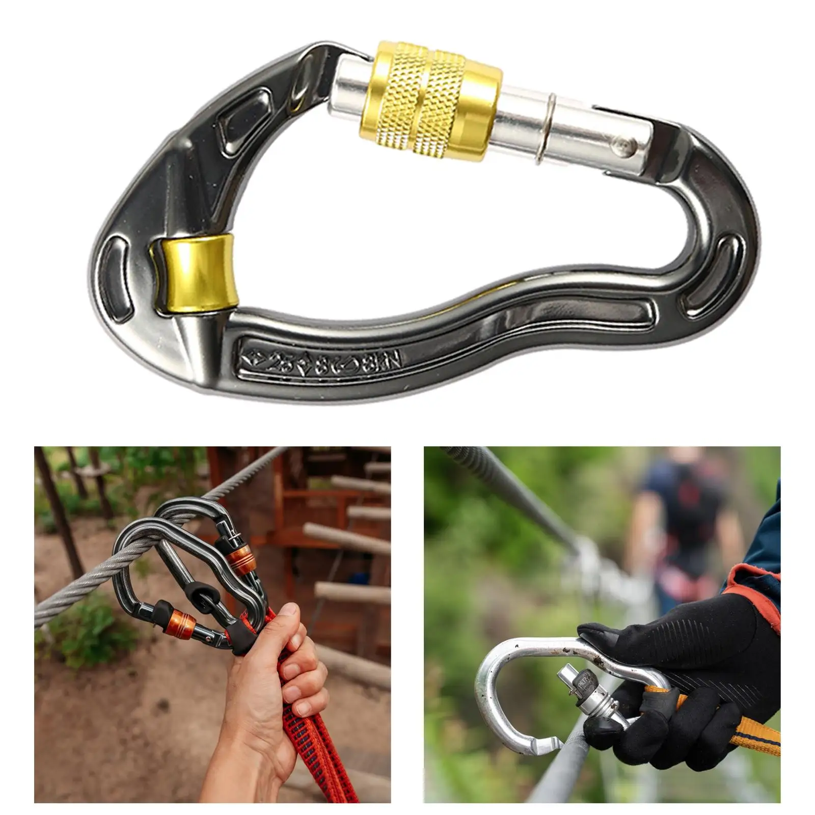 Rock Climbing Carabiner Equipment Lightweight Aluminum Alloy Locking Carabiner