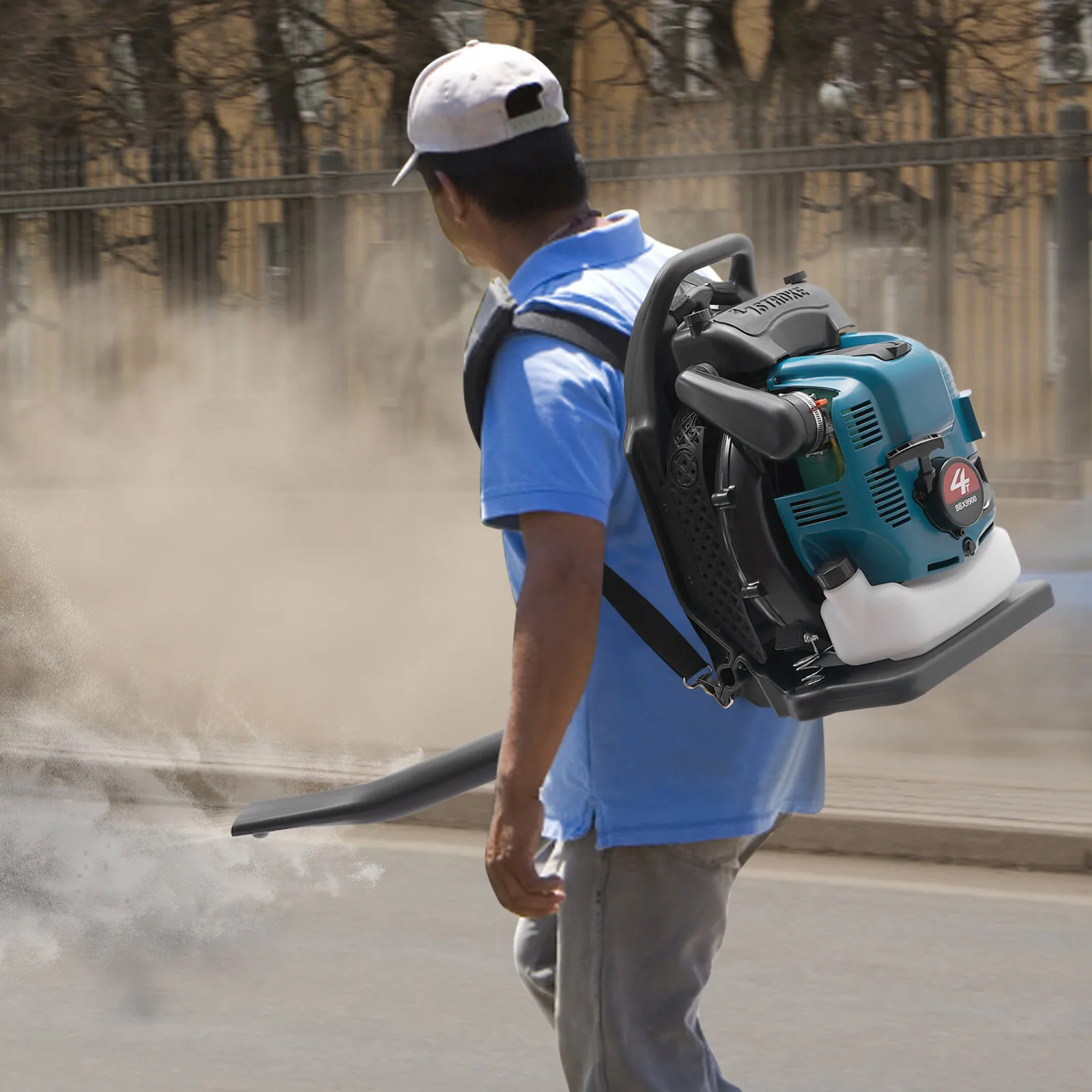 4 Stroke Gasoline Leaf Blower 75.6CC Backpack Cordless Gasoline Engine Leaf Blower for Yard Garden Lawn Care and Street Cleaning 3
