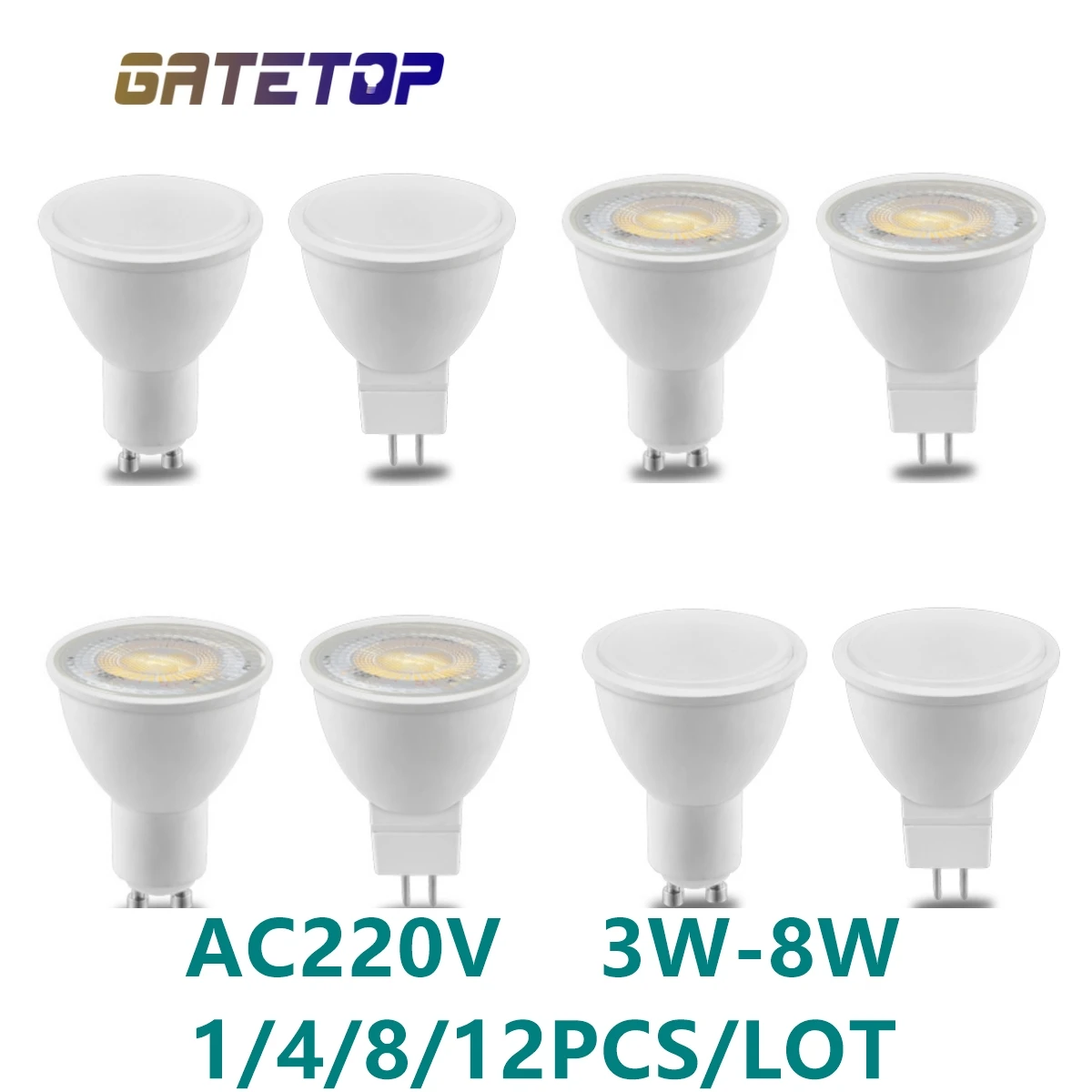 1-12pc LED spotlight GU10 MR16 GU5.3 AC220V Super bright warm white light replacement 50W 100W halogen lamp suitable for kitchen