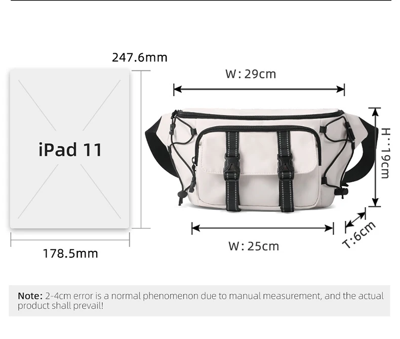 Heroic Knight Herren-Gürteltasche, passend für 11 Zoll iPad, wasserdicht, Sport, Laufen, Gürteltasche, Freizeit, Damen, kurze Reise, Umhängetasche, Brusttasche – Detail 4