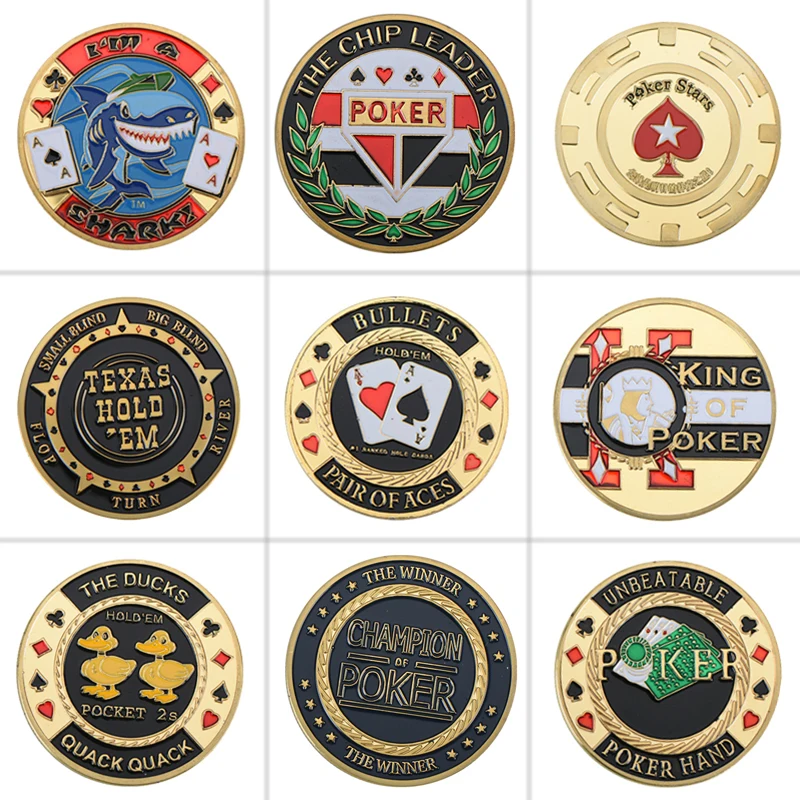 PokerCardGuardProtectorPokerCardMetalSouvenirLuckyCoinPoker