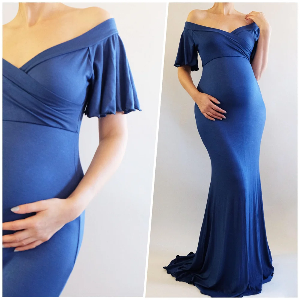 Shoulderless Maternity Dress Photography Dresses For Pregnant Women Photo Shoot Props Pregnancy Maxi Gown