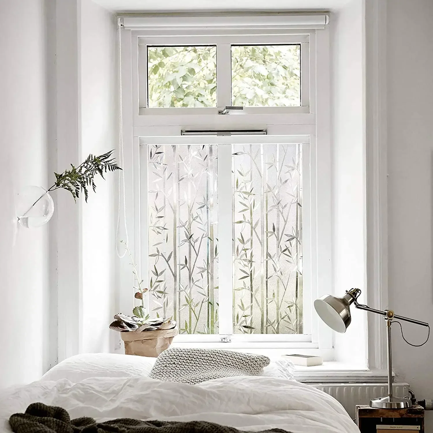 Window privacy film window film window sticker Bamboo Window Film Stained Glass Frosted Privacy Decal Decorative Window Cling No Glue Removable Stickers
