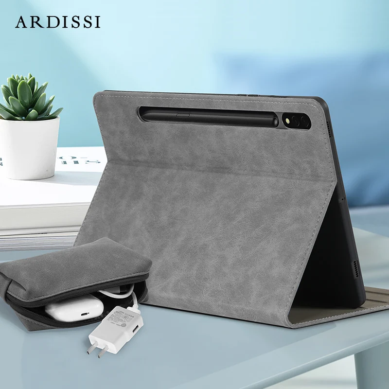 Ardissi Microfibra pu Couro Flip Sleeve Tablet Stand Case Capa Não-magnética para Samsung Galaxy Tab s8 Plus s7 fe Livro Folio - Imagem 4