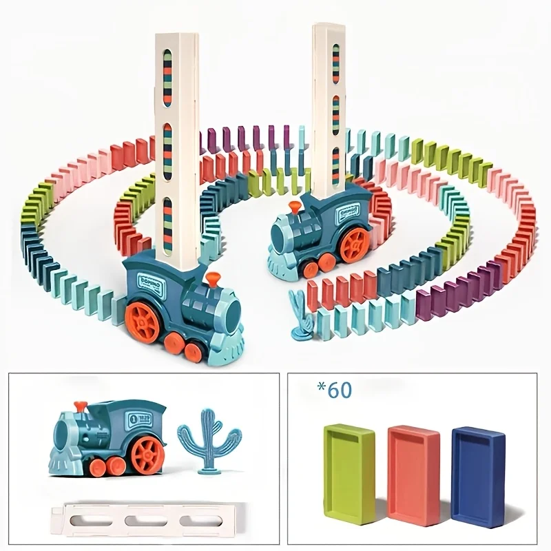 Domino Train Toy Set, Automatic Domino Block Building and Stacking Toy, Creative Game, Christmas