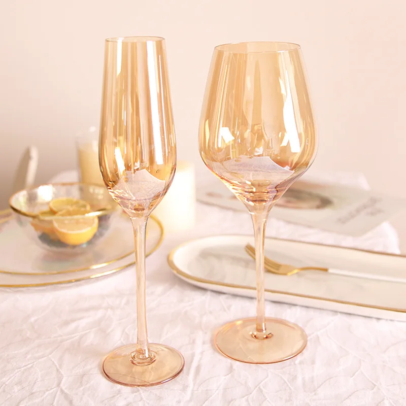 Amber Red Wine Glass Artwork Ultra-Thin Crystal Burgundy Bordeaux Goblet Big Belly Tasting Cup Wedding Party Champagne Flute Cup