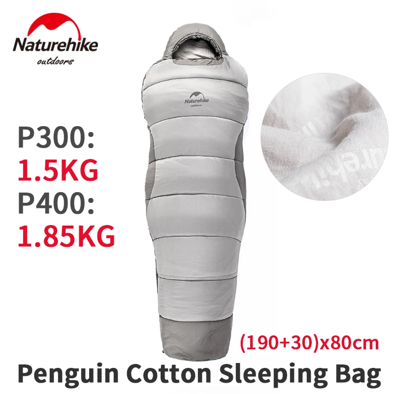 

Naturehike Penguin Cotton Sleeping Bag Camping Portable Winter Thickened Sleeping Bag For Adult Outdoor Travel Hiking P300/P400