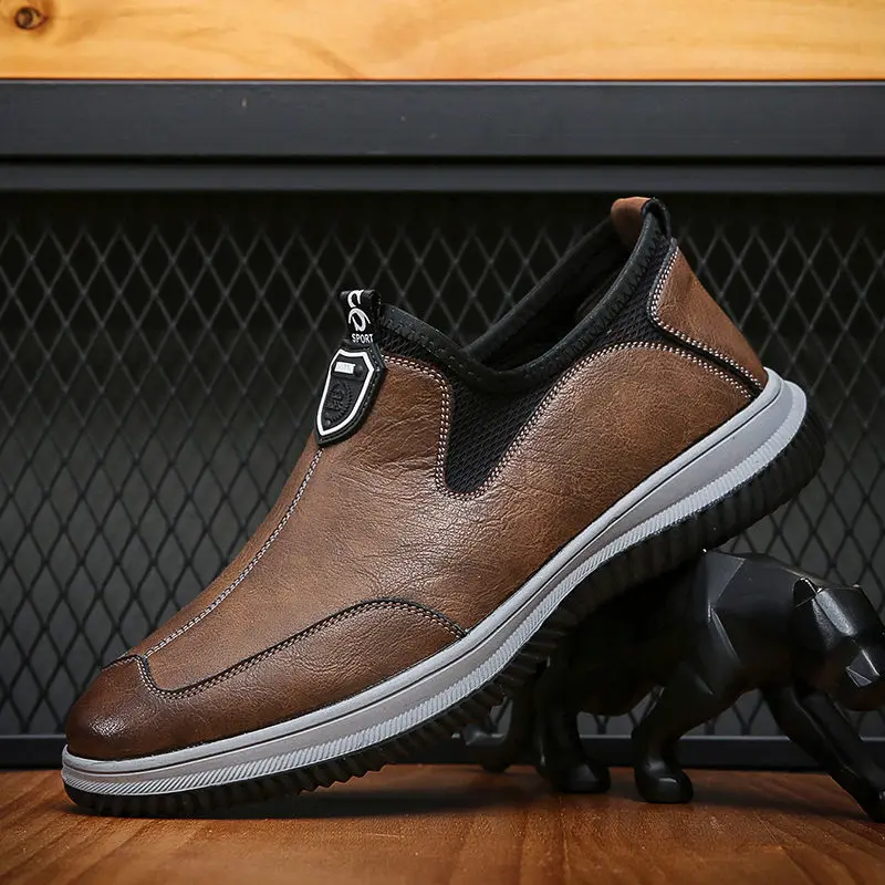 

2023 Spring Men Shoes Men Leather Original Sewing Shoes New Men's Casual Leather Shoes Breathable Platform Loafers for Men