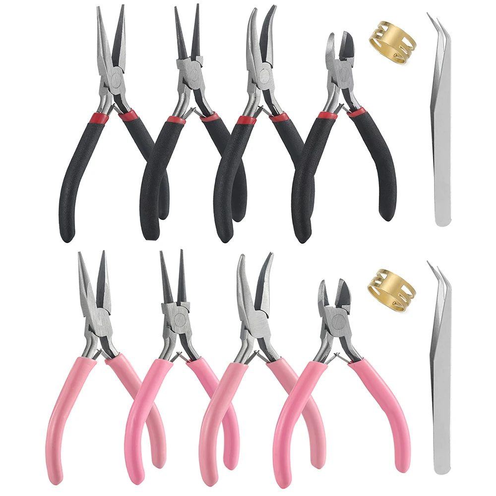 6pcs/Set Jewelry Pliers Tools Kit Needle Chain Round Nose Pliers Tweezers with Open Rings for DIY Jewelry Making Repair Tool 1