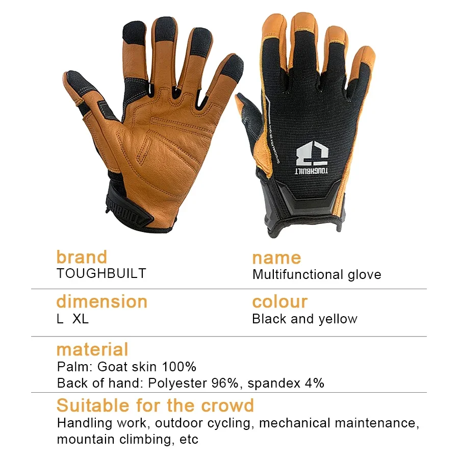 TOUGHBUILT Sheepskin Work Gloves Ranching, Forestry Genuine Leather Safety Work Gloves TB-G04-L/TB-G04-XL 2