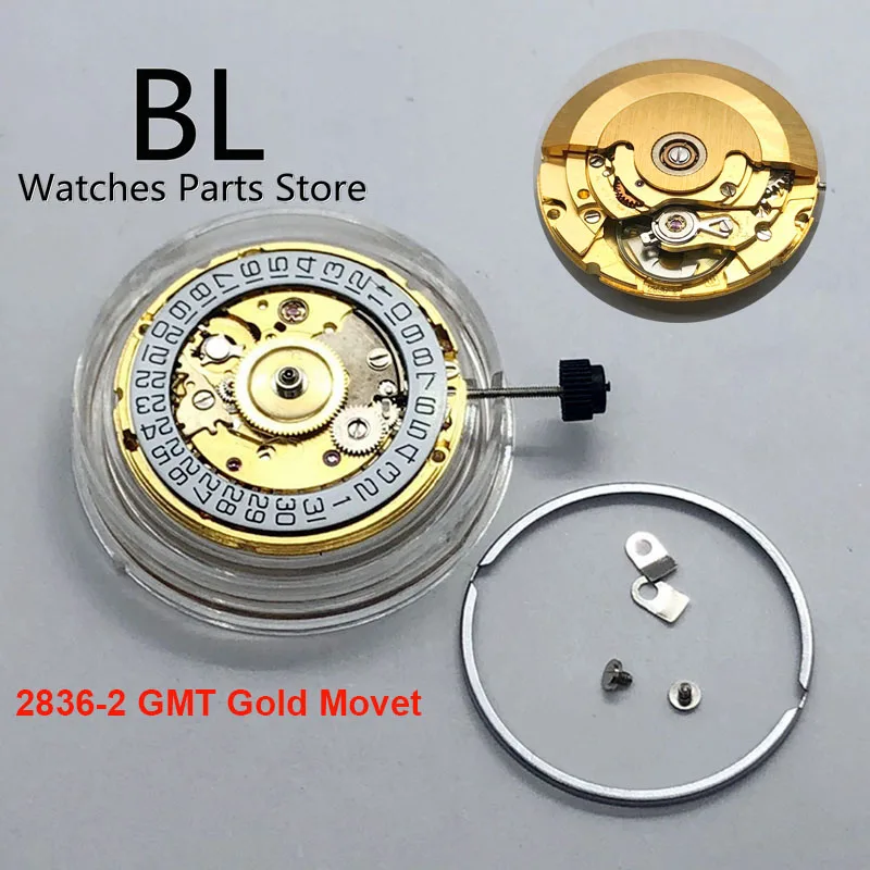 

BL High Accuracy Golden ETA 2836-2 GMT Automatic Mechanical Movement White Date Replacement Watch Accessories For Men's Watch