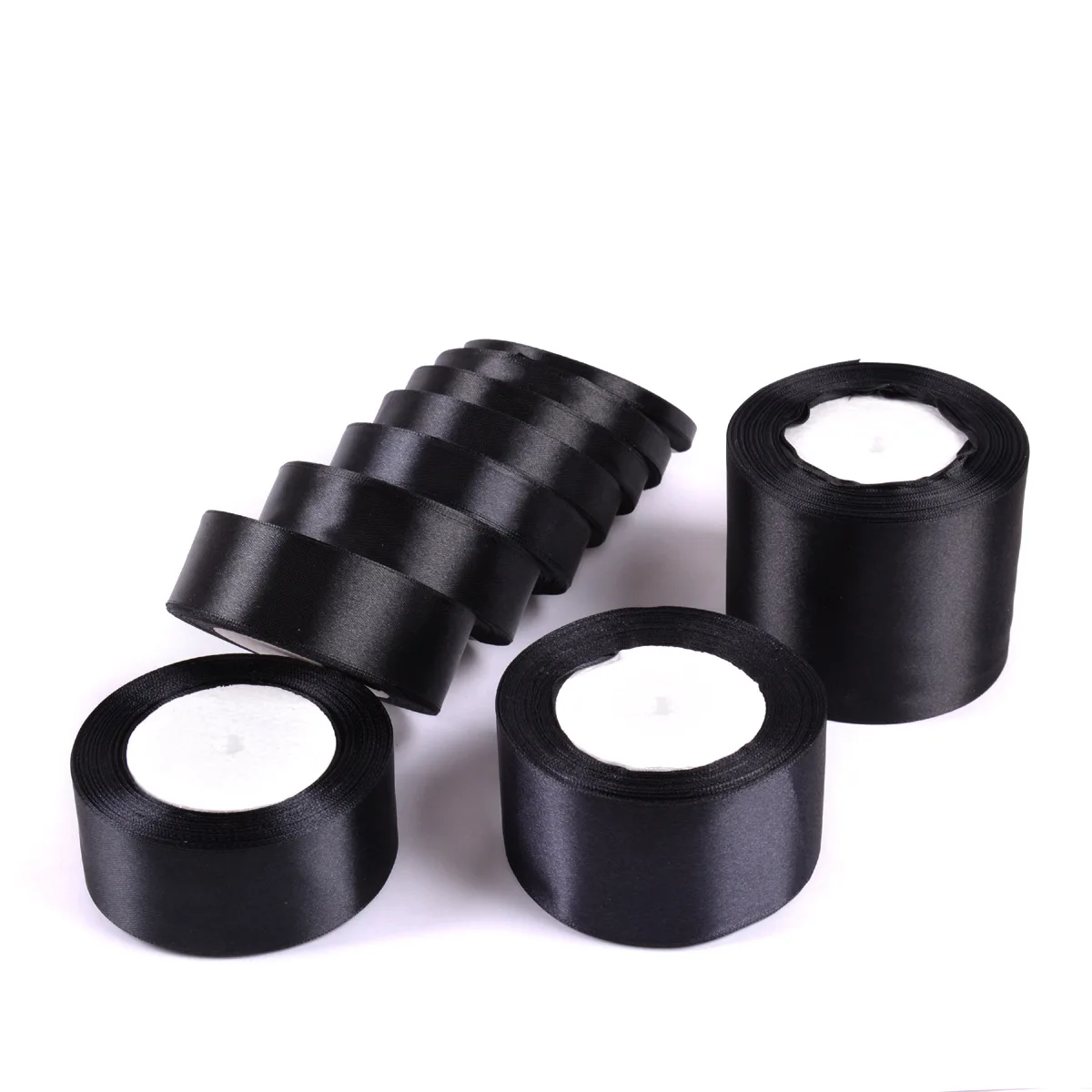 Satin Ribbon Single Face 6-10-12-15-20-25-40-50mm Gift Packaging Tape Christmas Halloween Birthday Party Decoration