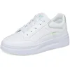 Zapatos de suela gruesa para mujer, zapatillas informales transpirables con plataforma, cabeza redonda, color blanco, primavera y otoño, 2024