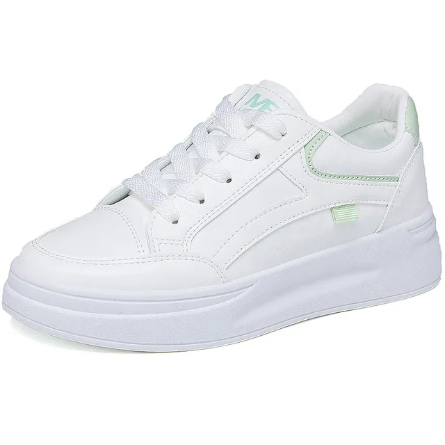 Zapatos de suela gruesa para mujer, zapatillas informales transpirables con plataforma, cabeza redonda, color blanco, primavera y otoño, 2024