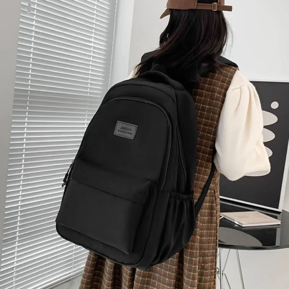 Durable Solid Color Laptop School Bag Simple Oxford Large Capacity Backpack Waterproof Daypack College Backpack Teenagers 2