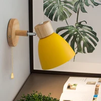Nordic Wall Lamp Wooden Wall Sconce For Bedroom Living Room Home Lighting E27 Macaroon Bedside Wall Light With Switch Home Decor 2