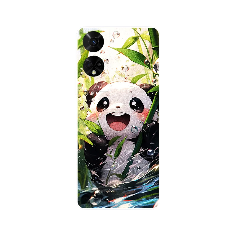 Panda Leaves Soft Silicone Phone Case - Bumper Back Cover