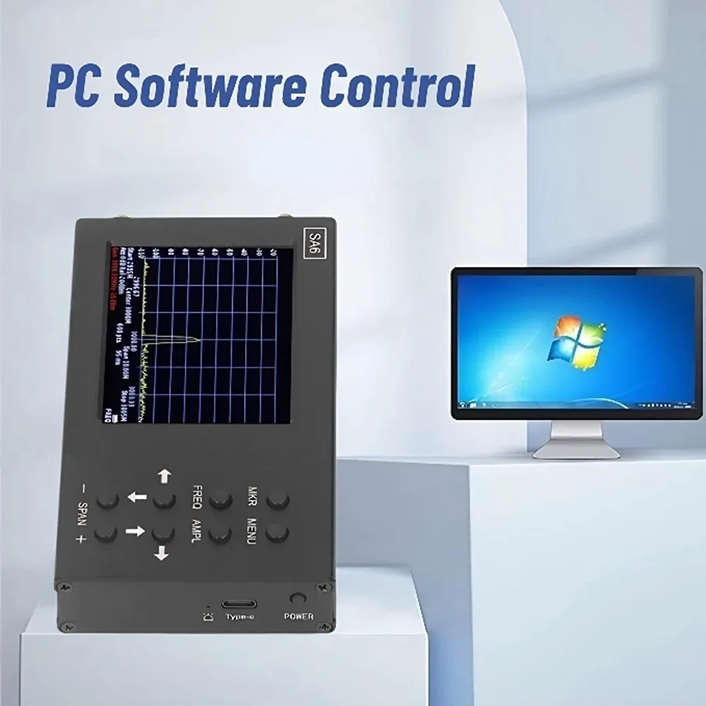SA6 휴대용 안테나 분석기, 35-6200 MHz, PC 소프트웨어 제공, 무선 신호 측정, 방향 탐지, 간섭 분석