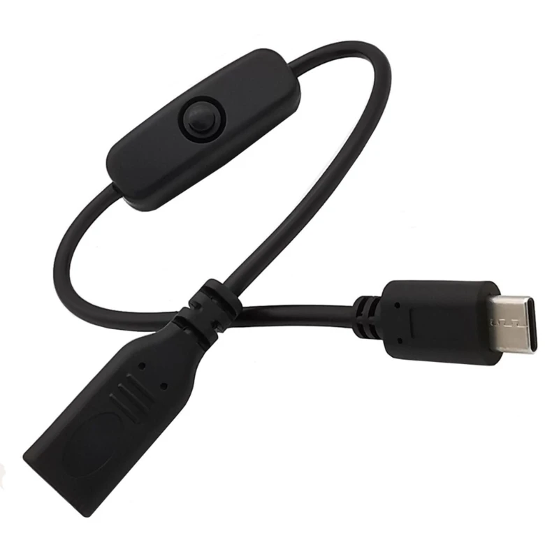 Compact USB-C Power Extension Cable with On/Off Switch