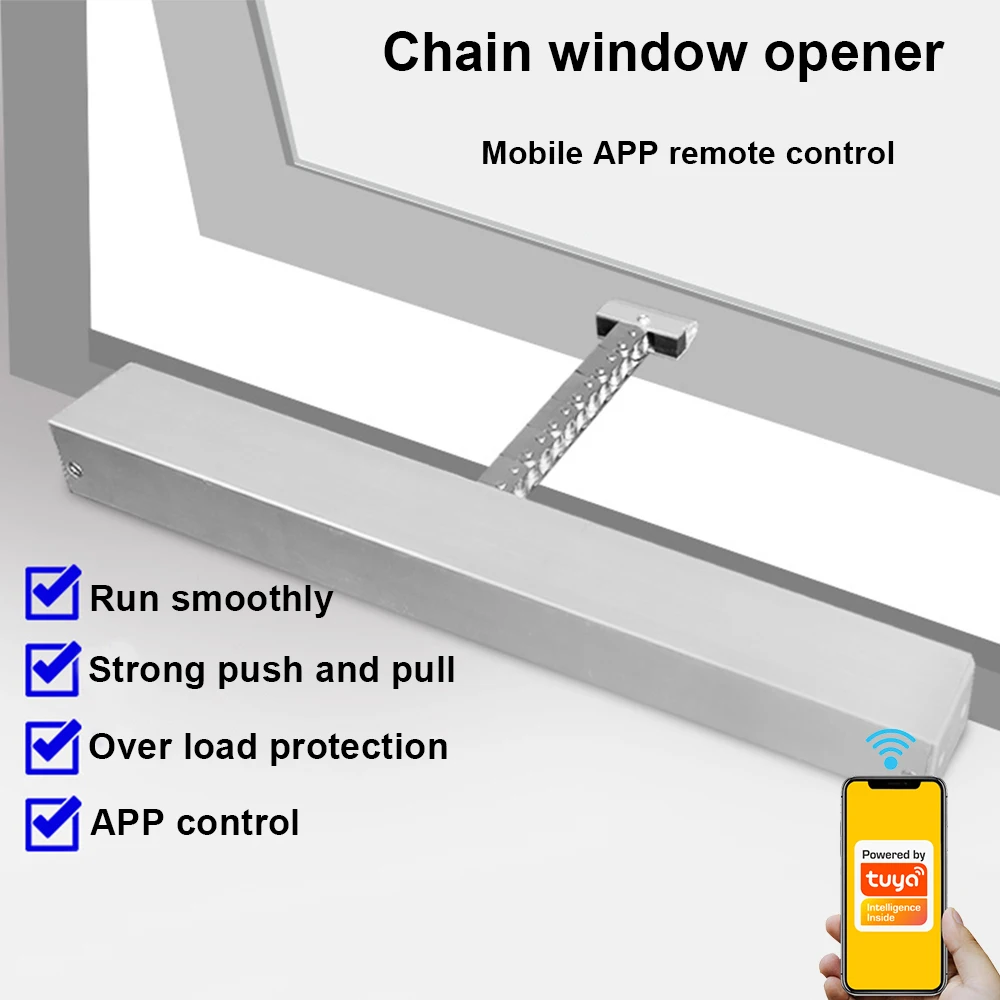 Tuya Wifi Smart Window Opener Sistema Elettronico Del Motore Della Tenda Del Cielo Catena Da 40Cm Funziona Con L'App Smart Life Remote Alexa Google Ho