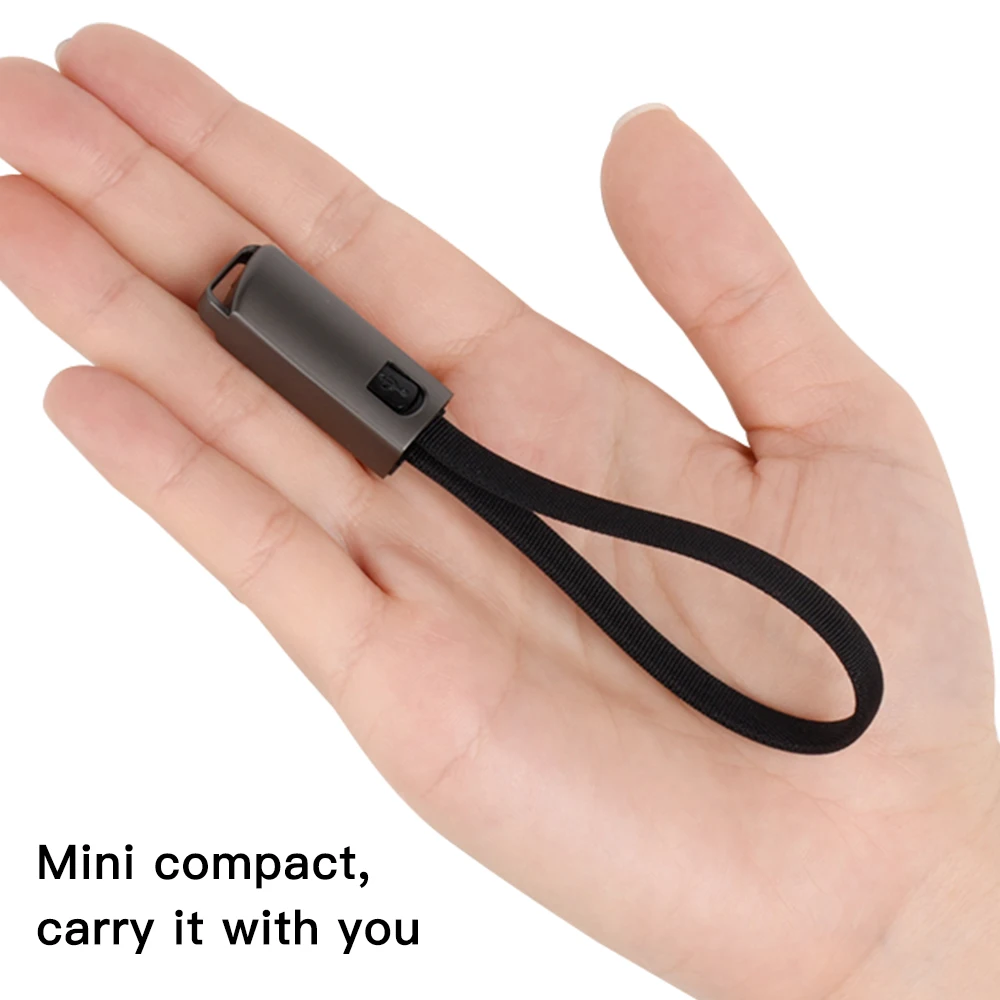 For Micro USB Keychain Data Cable Power Bank Short Wire Zinc Alloy Portable Suitable for Type-C Android Lanyard Data Cable