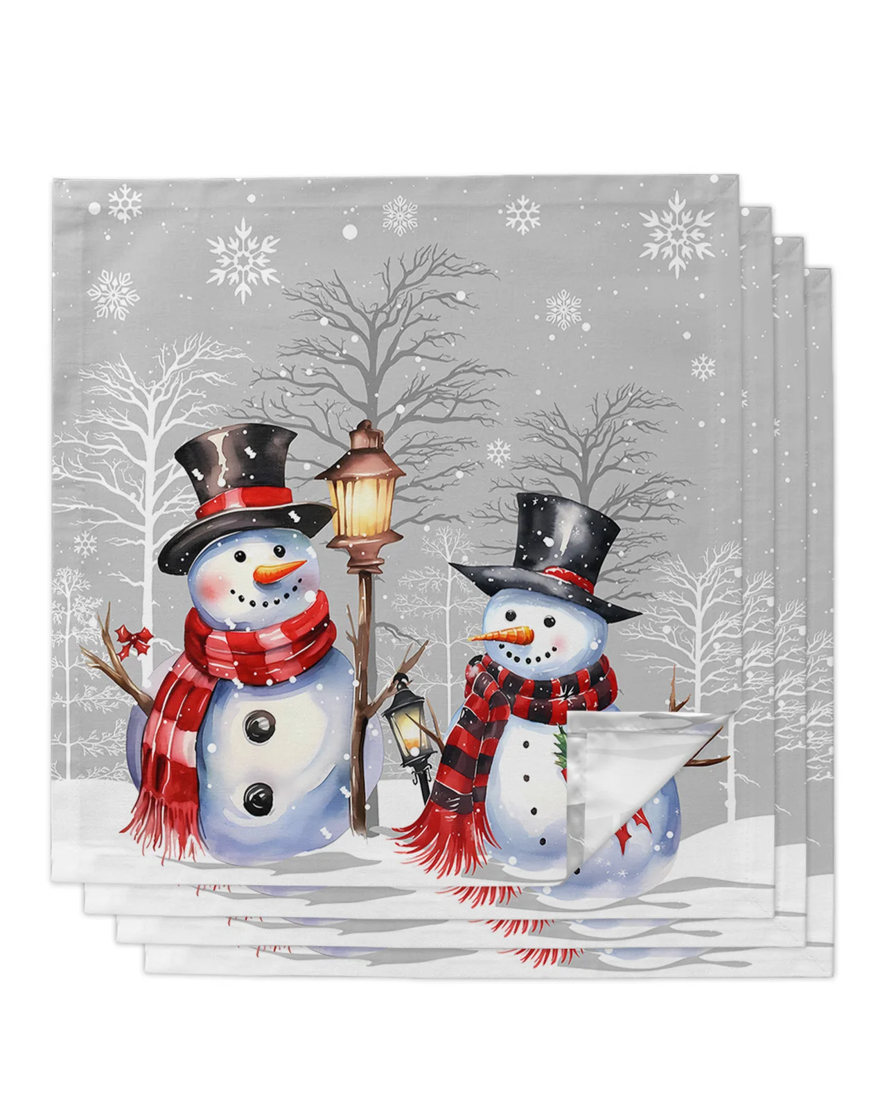 

Christmas Snowman Branch Snowflake Table Napkins Cloth Set Handkerchief Wedding Party Placemat Xmas Banquet Tea Napkins