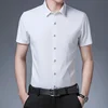 Men's Business Casual Solid Color Short Sleeved Shirt Non Ironing Comfortable Top 6
