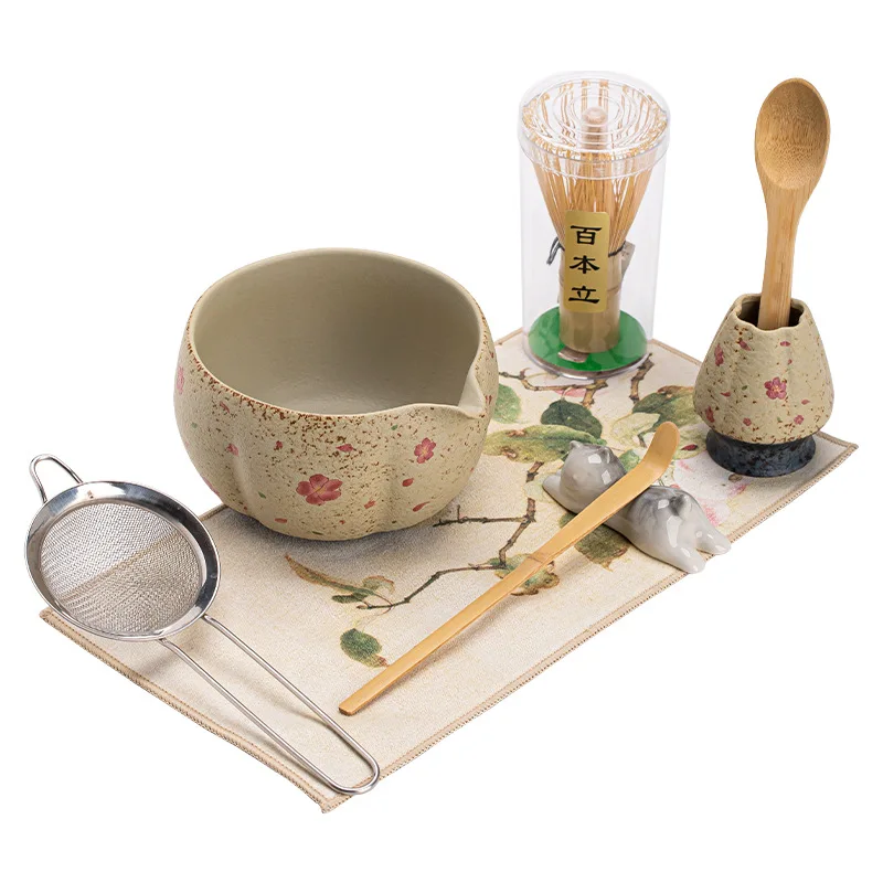 Japanese Flint Matcha Making Set 2-8PCS Bamboo Matcha Brush Exquisite Bowl Box with Whisk Sumptuous Tea Tools Gifts
