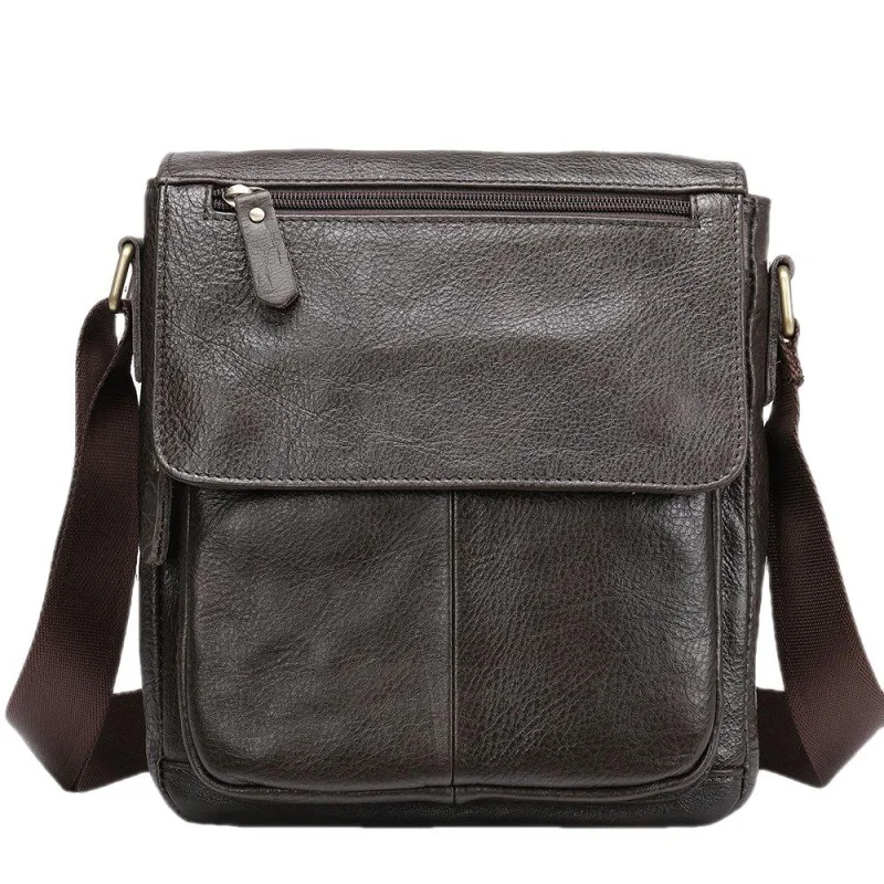 

Vintage Genuine Leather Men Shoulder Bag Fashion Travel Messenger Bag Male Casual Flip Cowhide Leather Crossbody Bags