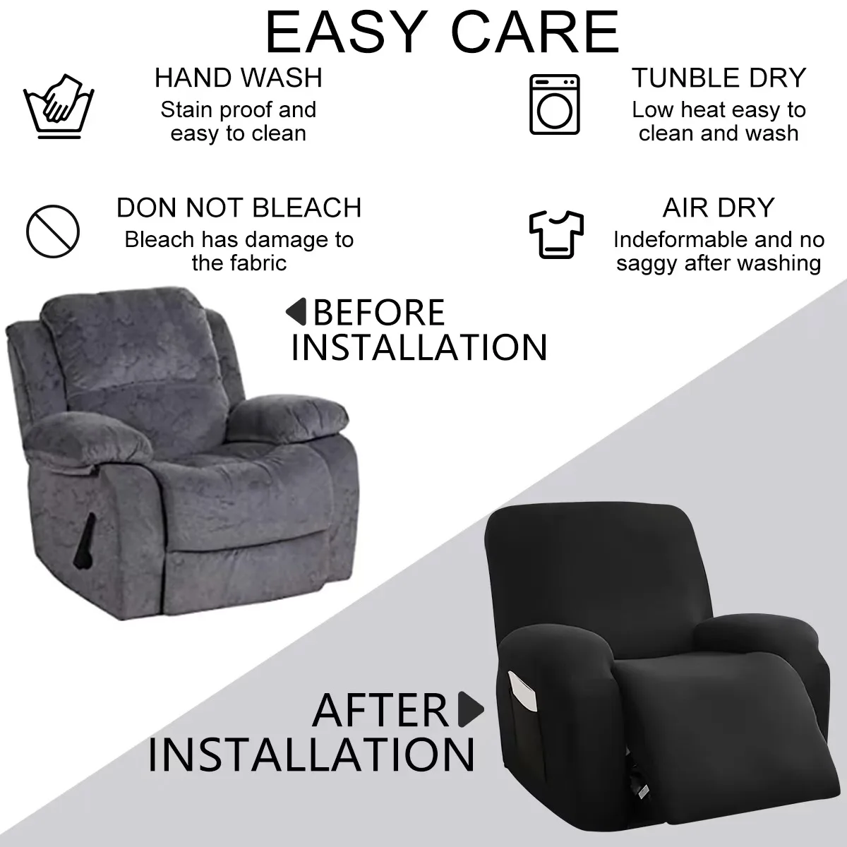 Recliner sofa cover for living room cheap lazy boy relax slipcover protector elastic jacquard armchair chair cover 1/2/3 seater