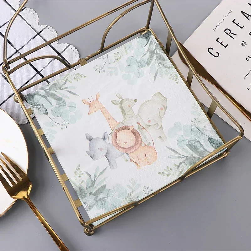 20pcs/pac 2-ply Colorful Printing Napkin Birthday Party Tissue Paper Food Grade Mother and Baby Available Paper Placemat