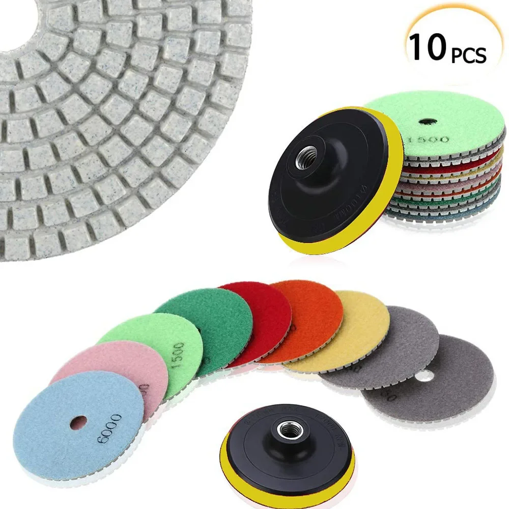

Набор алмазных полировальных колодок M14, комплект из 10 шлифовальных дисков диаметром 4 дюйма для гранита, камня, бетона, мрамора
